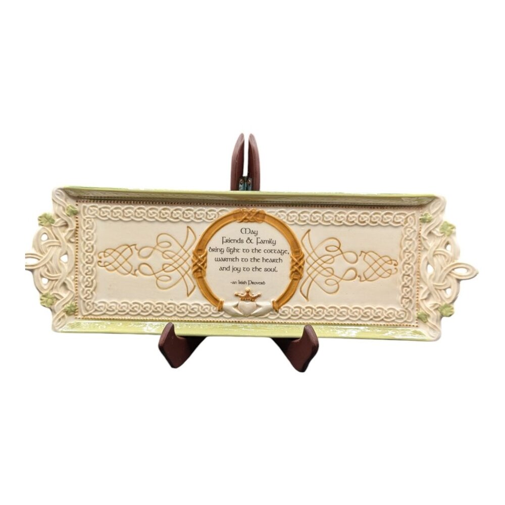 Irish Proverb Embossed Celtic Ceramic Cheese Bread Tray Grasslands Road